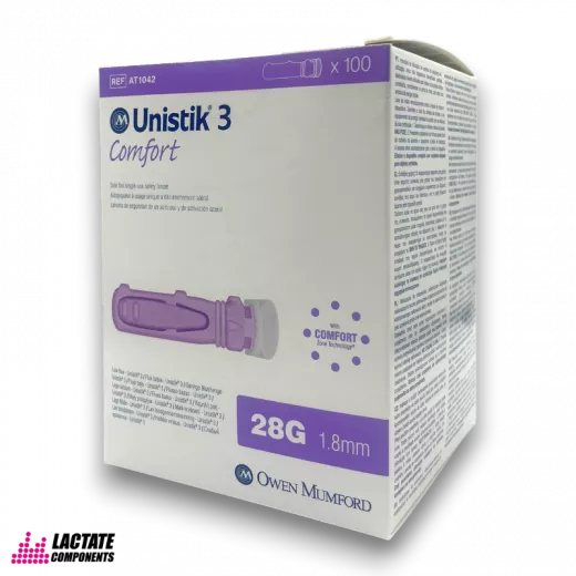 Unistik 3 Comfort Sicherheitslanzette 28G - 100 Stück - perfekt für die Laktatmessung